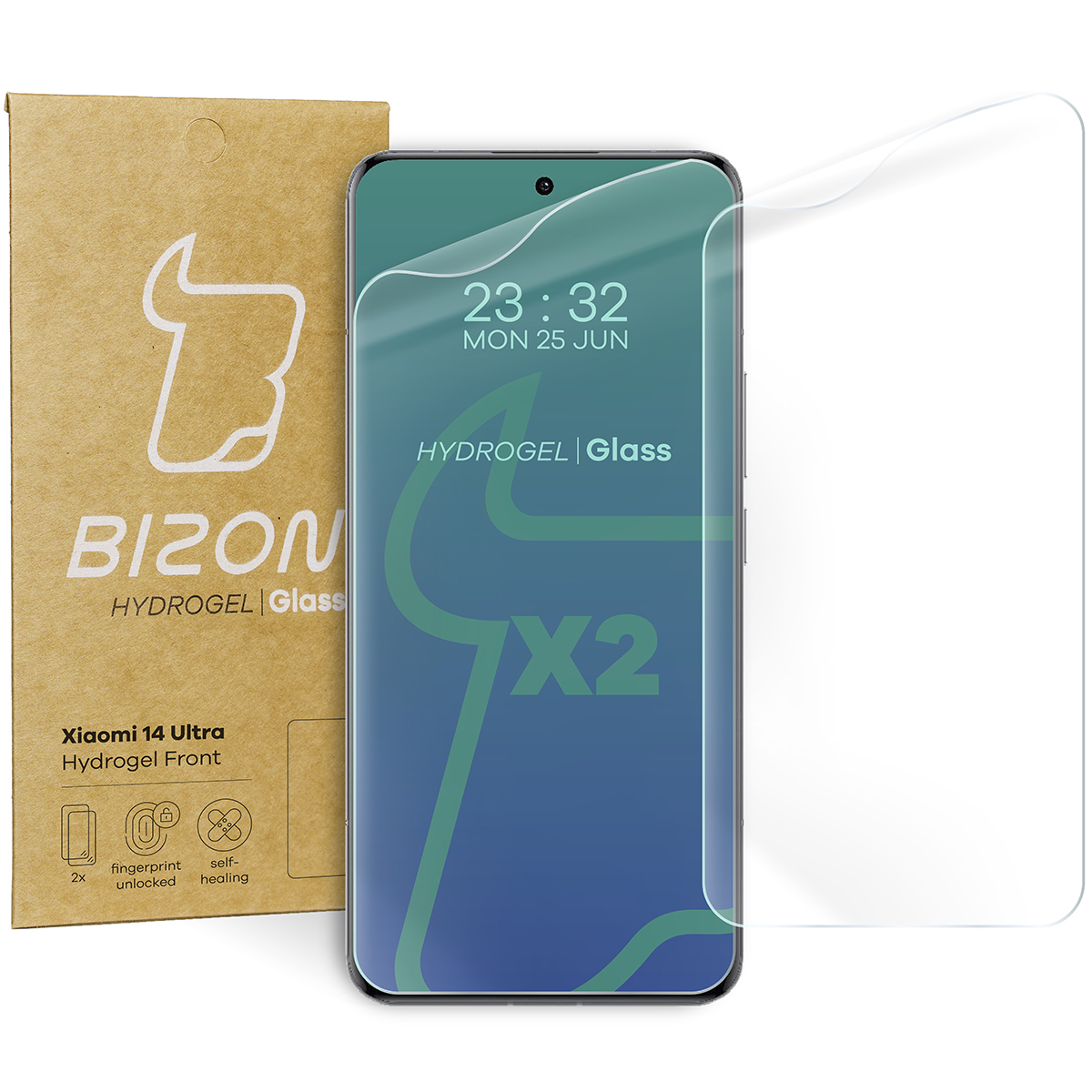 Folia hydrożelowa na ekran Bizon Film Hydrogel Front Duo dla Xiaomi 14 Ultra, 2 sztuki